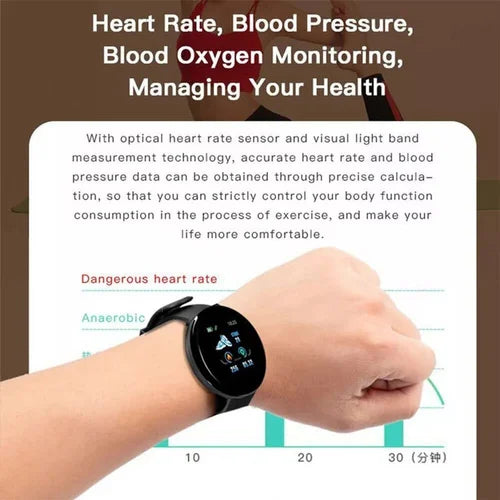 D18 Bluetooth Smart Bracelet – Fitness Tracker with Heart Rate & Blood Pressure Monitor