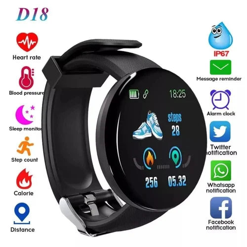 D18 Bluetooth Smart Bracelet – Fitness Tracker with Heart Rate & Blood Pressure Monitor