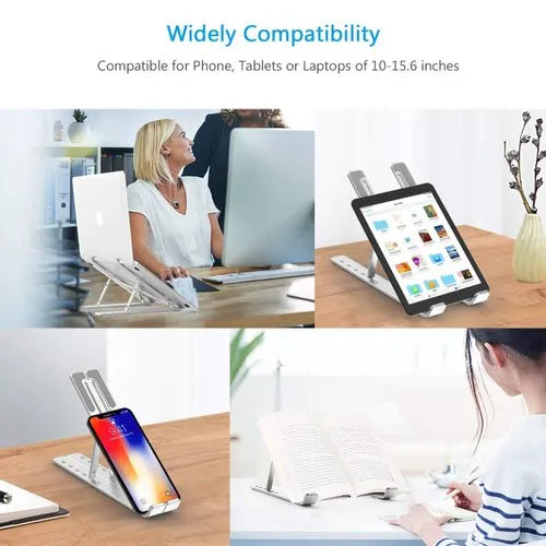 Premium Ergonomic Metal Laptop Stand – Foldable & Adjustable for 10" to 15.6" Devices