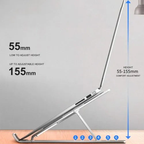 Premium Ergonomic Metal Laptop Stand – Foldable & Adjustable for 10" to 15.6" Devices