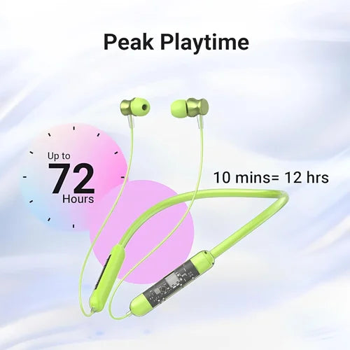 Transparent Neckband Bluetooth Earphones with Deep Bass &amp; Noise Cancellation